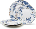 Porcelain Dinner Plates 4 Pieces, Floral Plates 8 Inch & 10 Inch Ceramic Dessert Plate Blue and White Floral Dinnerware Set Salad Plate Set for Kitchen Dishes for Appetizer, Salad, Steak, Pancakes