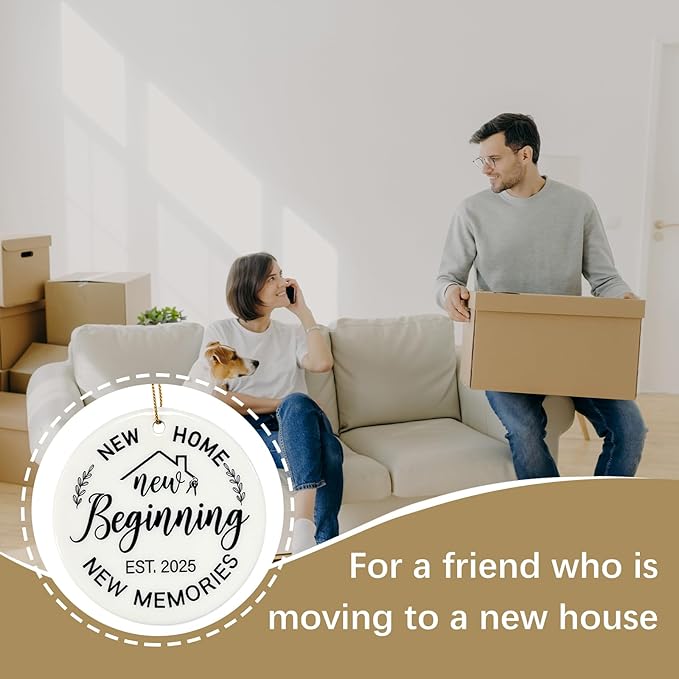 House Warming Gifts New Home, New Home Ceramic Card, Housewarming Gifts, Ornaments for Friends, Neighbors, Couples, and Family, Housewarming Gift with Packaging Box