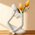 White Flower Vase Ceramic Thinker Vase for Home Decor Modern Cute Boho Vases Room Decor Unique Aesthetic Vase Ceramic Decorative Face Vases for Centerpieces Bathroom Birthday Gifts for Women