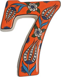 Large Ceramic Housewarming Sign Ceramic Address Plaque House Numbers Sign Door Personalized Coloured Decorative Hand Decoratede Housewarming Gifts Tulip Design 12 * 9 cm (Orange, 7)