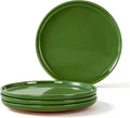 GZG Ceramic Dinner Salad Plates Set of 4, 8 Inch Speckled Dinnerware Dessert Plates with Clay-Tone Base, Microwave Oven Dishwasher Safe