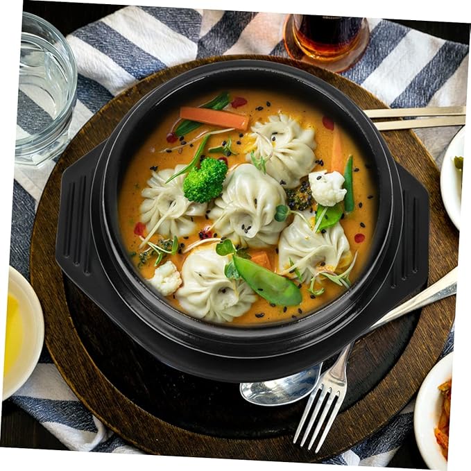 ABOOFAN 1set Ceramic Stew Pots Korean Stone Pot Cooking Tray High Grade Ceramic Even Heat Distribution