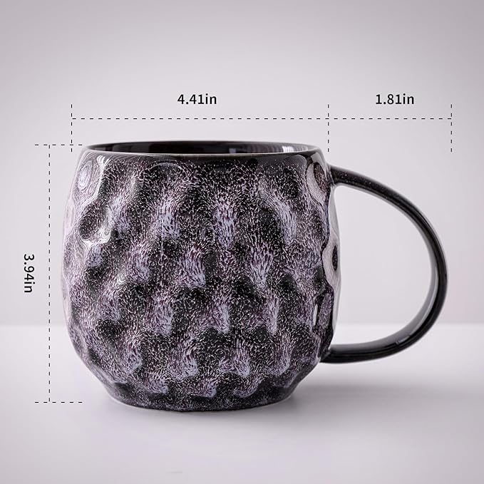 20 oz Large handle Ceramic Coffee Mug, Handmade Glaze Color Changing Mug with Easy-Grip Handle, Unique Handcrafted Tea Cup for Home, Office, Gift Giving (Purple;)