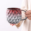 20oz Large handle Ceramic Coffee Mug, Handmade Glaze Color Changing Mug with Easy-Grip Handle, Unique Handcrafted Tea Cup for Home, Office, Gift Giving (red)