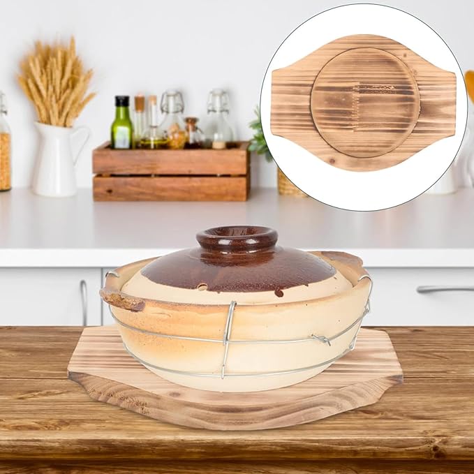 2pcs Korean Stone Bowl Trivet Wooden Trivets for Hot Dishes Hot Pot Base Wood Serving Tray Casserole Ceramic Pot Mat Cup Coasters for Home Restaurant Cooking Soup & Food (Inner Circle: 15.5cm)