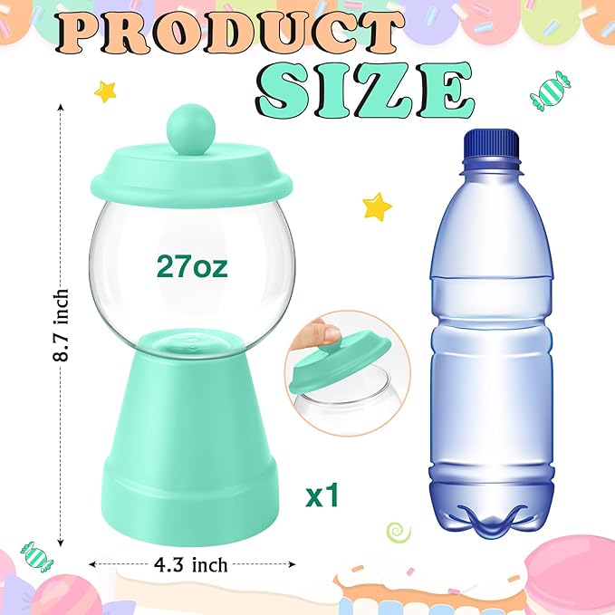 Thyle 27 oz Plastic Candy Jar with Lid Ceramic Candy Jar Food Storage Container for Easter Wedding Party Centerpieces DIY Gifts Game Table Ornament Holder Treats(Baby Green)