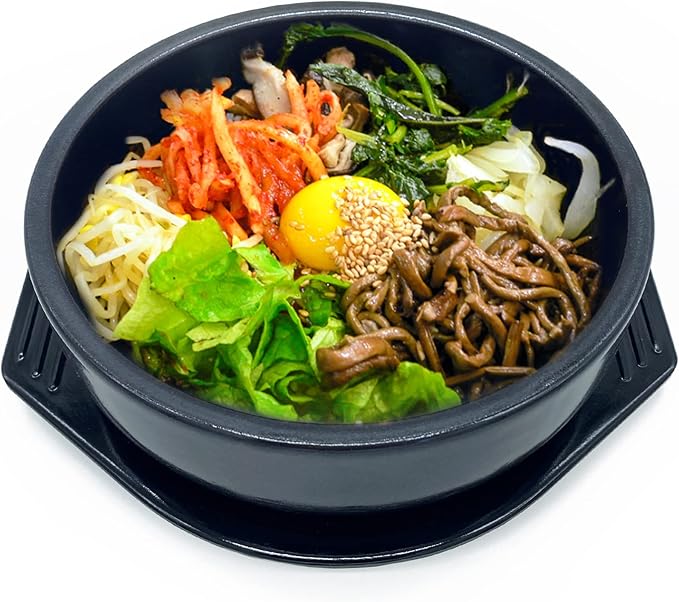 Korean Cooking Ceramic Bowls(7.6'') Dolsot with Trivet Sizzling Hot Pot for Bibimbap,Double Glazed Soup Dish Heat Resistant Stew Stone Basins