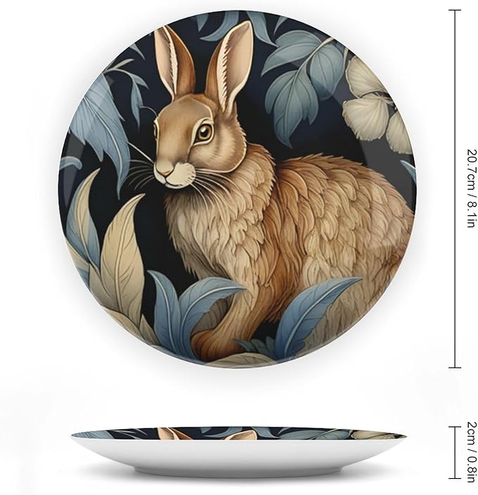 Forest Rabbit Floral Art Nouveau Decorative Plate for Display William Morris Garden Festival Household Supplies Table Wall Holiday Party Decorations Customize Gifts for Men Women Anniversary