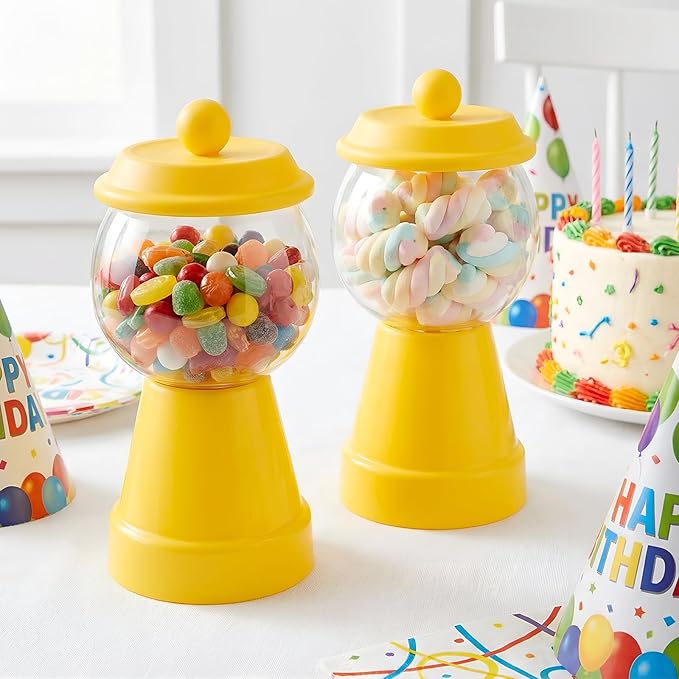 Thyle 27 oz Plastic Candy Jar with Lid Ceramic Candy Jar Food Storage Container for Easter Wedding Party Centerpieces DIY Gifts Game Table Ornament Holder Treats(Yellow)