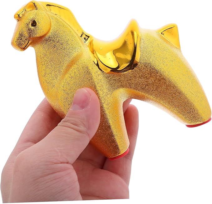 Angoily Year of Horse Ceramic Sculpture Decorative Figurine for Living Office Desk Fade-Resistant Finish Horse Statue Symbolizing Success and Ambition Small Elegant Animal Ornament