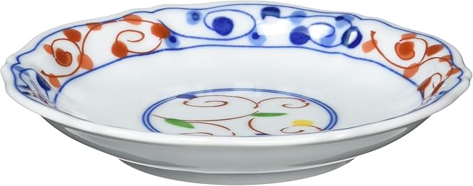 西海陶器(Saikaitoki) Saikai Pottery 31159 Hasami Ware Classinoutsuwa Small Plate, Dyed Nishiki Arabesque White 4.7 inches (12 cm)