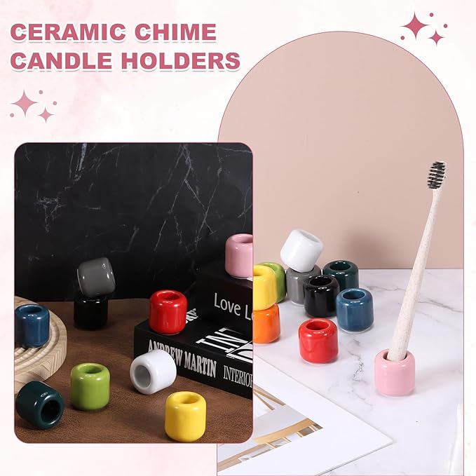 uxcell Ceramic Chime Candle Holders, Small Ceramic Candle Holders for Birthday Parties Dinners Weddings Table Centerpiece Gatherings Anniversaries Occasions, Dark Blue
