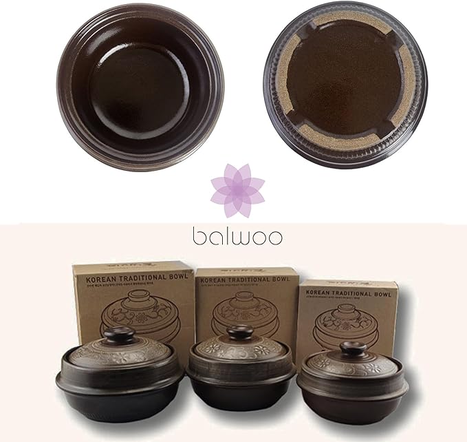 Korean Pot [Inlaid][20oz, 600ml] MUD GLAZE Earthenware Ttukbaegi, Ceramic Clay Cooking Pot Casserole, Heat Resistant Earthen Bowl, Stone Bowl Stockpot Soup Cookware, Pottery Bowl