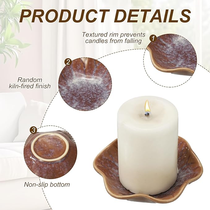 uxcell Candle Holder Plates, 4 Inch Ceramic Candle Tray Tealight Incense Holder Dish Candlestick for Tea Light Aromatherapy Wedding Rustic Vintage Home Decor, Lotus Leaf Purple
