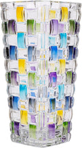 Magcolor Hand Painted Blue Woven Glass Vase -Crystal Flower Vase- 7.7 inch, Glass Plant Vase for Floral Arrangements, Centerpieces, Weddings, Housewarming, Centerpiece Home Deco.