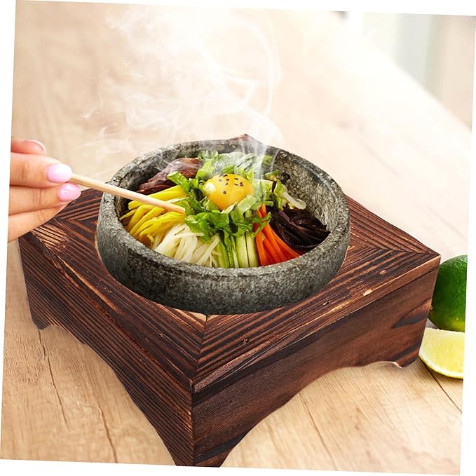 Korean Stone Pot Stand Non-slip Wooden Pot Rack for Rice Bowls for Casseroles Heat Insulating Stand for Home Restaurant