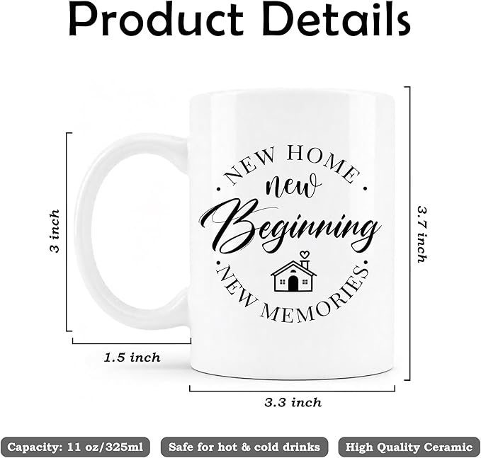 New Home Beginnings Memories Mug, House Warming Gifts New Home Ceramic Coffee Cup, Housewarming Gifts for Women Men, Homeowner Hostess Gift Coffee Tea Mugs 11 oz