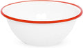 Home Enamelware Serving Bowl, 1.5 quart, Vintage White/Red (Single)