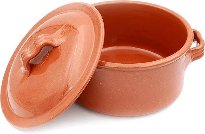Handmade Traditional Portuguese Pottery Clay Terracotta Cazuela Cooking Pot With Lid