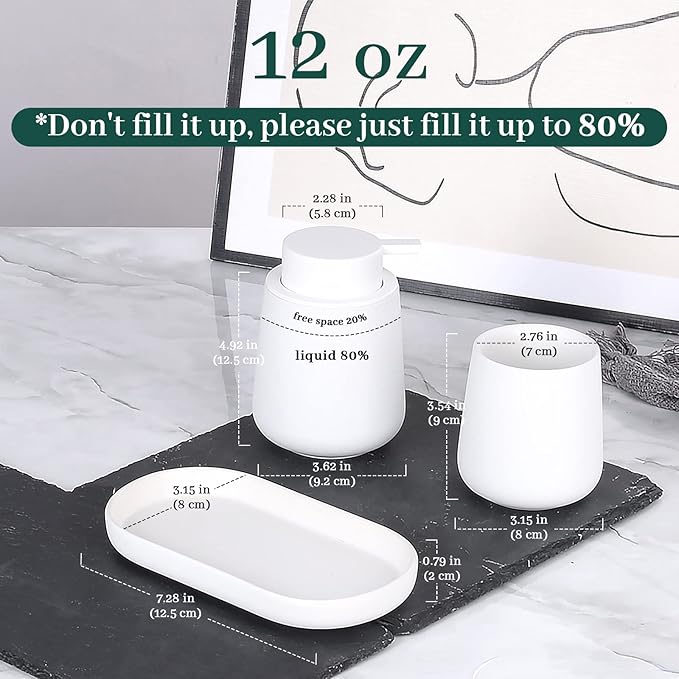BosilunLife Bathroom Accessories Set 3 pcs (White-Liquid)