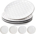LE TAUCI Ceramic Salad Plates Set of 4, 8 Inch Embossed Dessert Plates for Appetizer and Small Dinner, Modern White Ceramic Plates for Kitchen, Microwave and Dishwasher Safe - Arctic White