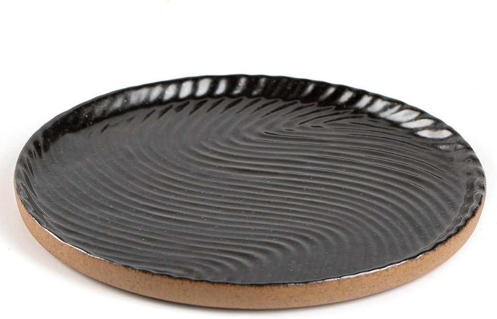 Vanity Tray with Brown Trim - Candle & Perfume Organizer, Round Black 8"8" Home Decor