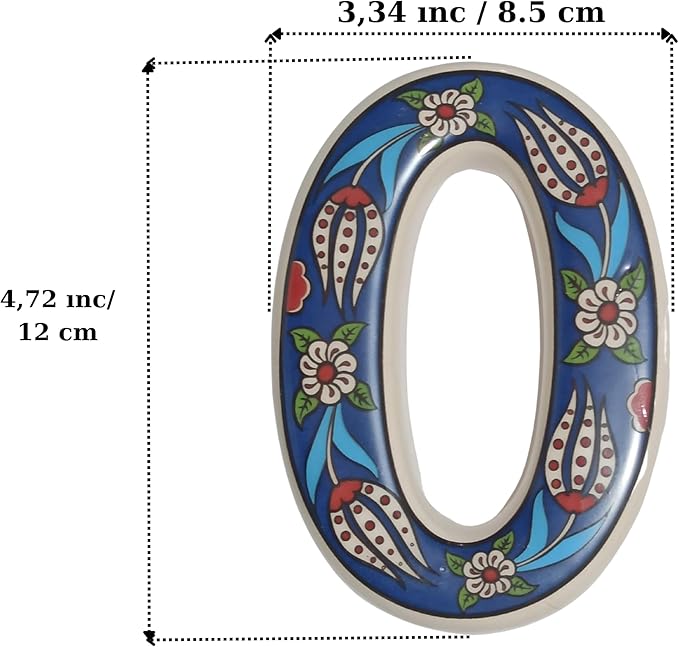 Large Ceramic Housewarming Sign Ceramic Address Plaque House Numbers Sign Door Personalized Coloured Decorative Hand Decoratede Housewarming Gifts Tulip Design 12 * 9 cm (Navy Blue, 3)