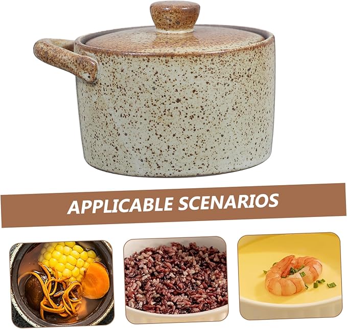 PRETYZOOM Japanese Ceramic Stew Pot Pot Lid Soup Steaming Bowl Kitchen Tableware Small Stew