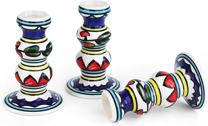 Vixdonos Painted Ceramic Vase Colorful Bud Vase Set of 3 Small Flower Vase Rustic Mini Vases in Bulk for Home Decor, Wedding and Dinner Party(Colorful)