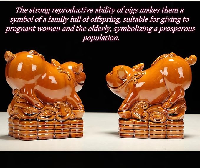 Chinese Style Sculpture Ceramic Sculpture Cute Golden Pig Home Living Room Tv Cabinet Decoration Ornaments Ingot Yellow