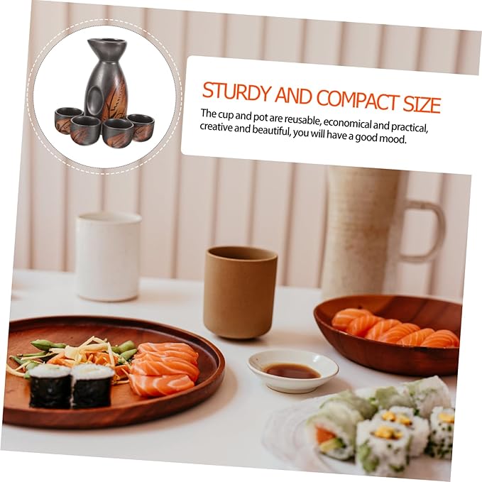 Cabilock 1set Japanese Sake Set Traditional Porcelain Sake Pot and Cups Ceramic Drinkware for Water Elegant Design for Home Use Gifting