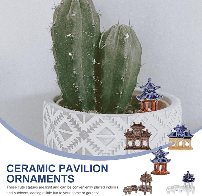 DOITOOL 5PCS Mini Pagoda Garden Statue, Miniature Japanese Style Bonsai Figurines Miniature Asian Decor Mini Zen Garden Accessories Micro Landscape Decoration Fish Tank Aquarium Ornament