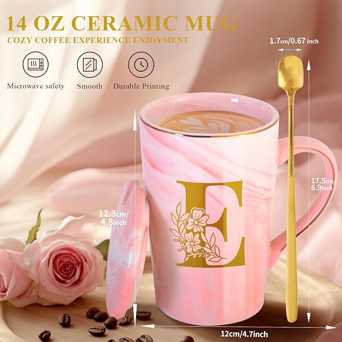 Personalized Ceramic Coffee Mug with Lid Tea Cup Best Female Friend Happy Birthday Gifts Ideal Close Women Bf Stuff Bestie Soul Sister Long Distance Personalized Unique Cute Christmas Xmas Present,E