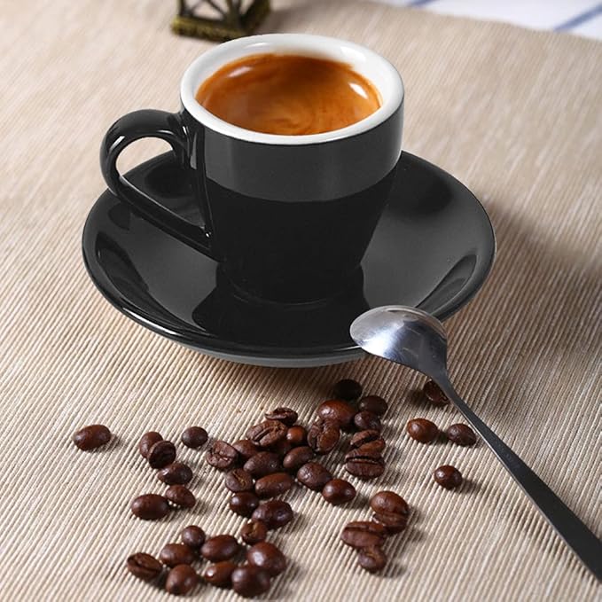 Porcelain Espresso Cup with Saucer, Espresso shot Cup, 80ml/2.7Oz, Black…