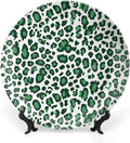 Leopard Graphite Green Dot Ceramic Decorative Plate, Leopards Animal On Chic Custom Hand-Painted Ceramic Decorative Plates for Display Household Home Decor, Art Decor for Wedding Table