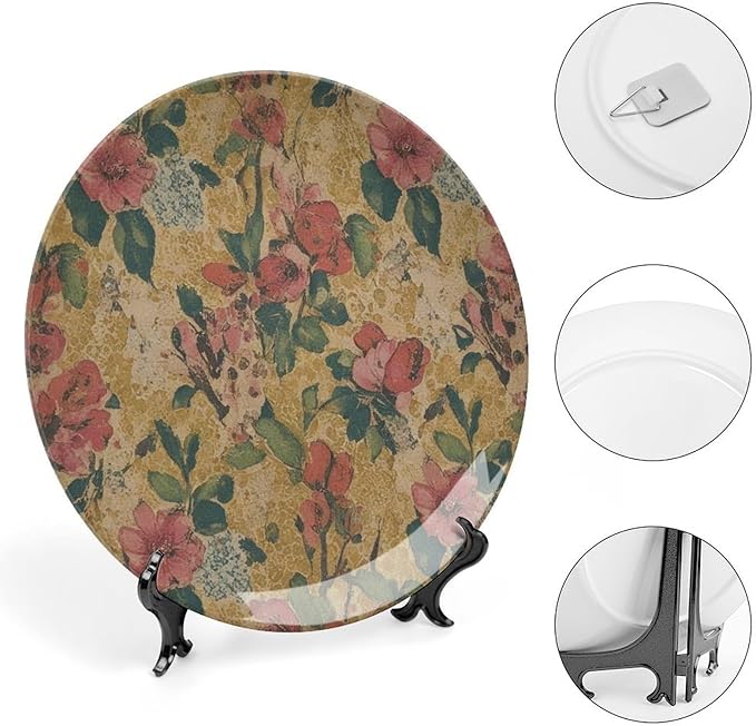 Spain Exotic Thibaut Floral Vintage Plates of 6", 7", 8", 10", Customize Christmas Ceramic Ornaments Dessert Plates Gifts Wedding Housewarming Gifts Office, Including Bracket And Special Hook