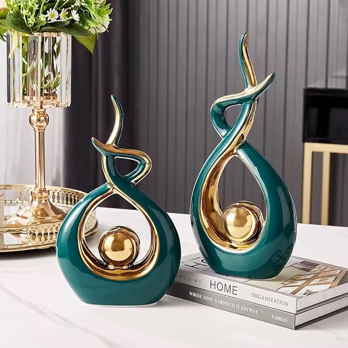 ELEGANTZ Abstract Art Ceramic Statues – Modern Shelf Decorations – Centerpiece Luxury Table Decorations for Living Room, Coffee Table, Office – Elegant Home - Ornaments for Home Decor - 1 Pc