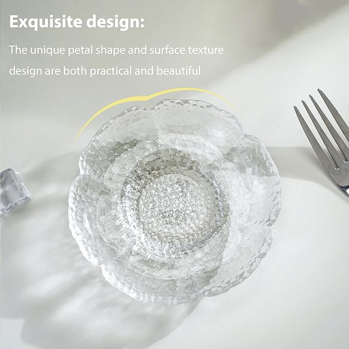 kanpura 6pcs Clear Glass Plates Restaurant 4.5 Inch Dessert Plates Tea Plates Bulk Small Crystal Plate Set for Appetizer, Fruits, Cake, Salad