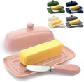 Zulay Butter Dish With Lid For Countertop - Porcelain Pink, Ceramic Butter Dish with Knob Handle Great for Cooking - Elegant Design Butter Holder - Durable & Sturdy Butter Keeper - Pink