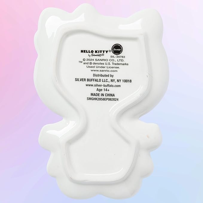 Silver Buffalo Sanrio Hello Kitty Christmas Holiday Gingerbread Sculpted Ceramic Trinket Tray Decorative Plate
