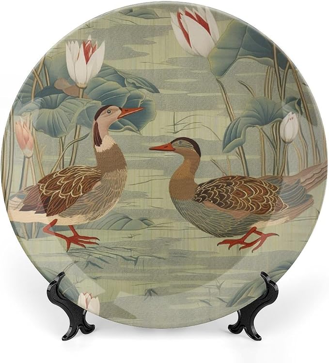 Aqua Lotus Garden China Plates for Display Household Office Supplies Kitchen Wedding Holiday Party Decorations Personalized Gifts for Men Women Halloween, 6", 7", 9", 10"