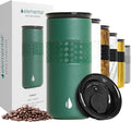 Elemental Artisan Insulated Tumbler, Triple Wall Coffee Travel Mug, Reusable Stainless Steel Coffee Tumbler with Ceramic Lid, Thermal Coffee Cups for Hot (6 Hrs) & Cold (18 Hrs), 16oz - Forest Green