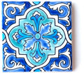 DŸARI Decorative Ceramic Tiles – Hand Painted Indoor & Outdoor Floor Tiles – Spanish Artisan Tile Top Kitchen – Mediterranean Decorative Tiles 4” × 4” – Durable Colorful Floor Tiles – 140 g (Eau V 7)