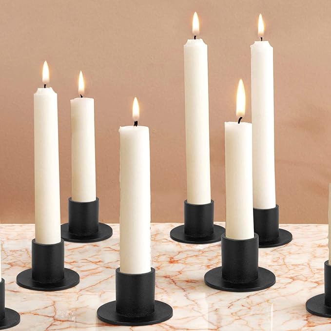 Matte Black Candle Holder Set of 8 for Taper & Led Candles Decorative Candlestick Holders for Wedding Dinning Party Decor Anniversary Housewarming Gift for Women Men