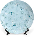 XISUNYA 7 Inch Decorative Plate, Dragonfly Dinner Plate, Bugs Leaves Branches Flowers Dandelions Abstract Art Print Ceramic Wall Hanging for Home & Office Wall Hanging Decor