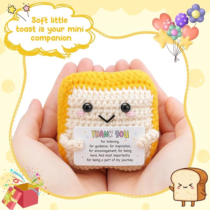 MAMAGIFTREE Unique Thank You Gifts for Women, Men - Handmade Crochet Toast with Heartfelt Appreciation Card - Inspirational Gift for Teacher, Mentor, Boss, Doctor, Coach - Farewell, End of Year Gifts