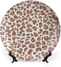 Ceramic Decorative Plate Leopard Animal Print Brown And Gray Custom Decor for Display Farmhouse Wall Club Ceramic Display Plate 1 Plate with 1 Display Stand, Multi Sizes, Gifts for Men Women