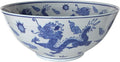 Red Lantern 14" Dragon Blue & White Porcelain Bowl Vase for Centerpiece in Kitchen Dining Living Room Bedroom with Boho Eclectic Modern Contemporary Classic Traditional Style Decor