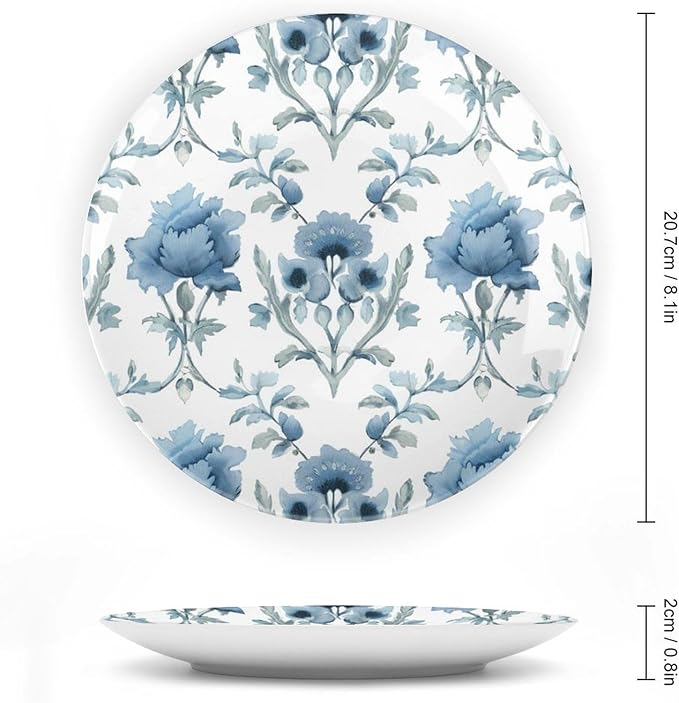 Mughal Flower in Monsoon Fashion Plates of 6", 7", 9", 10", Customize Hand-Painted Ceramic Decorative Plates, Office Home Decorations Art Decoration, Including Bracket And Special Hook