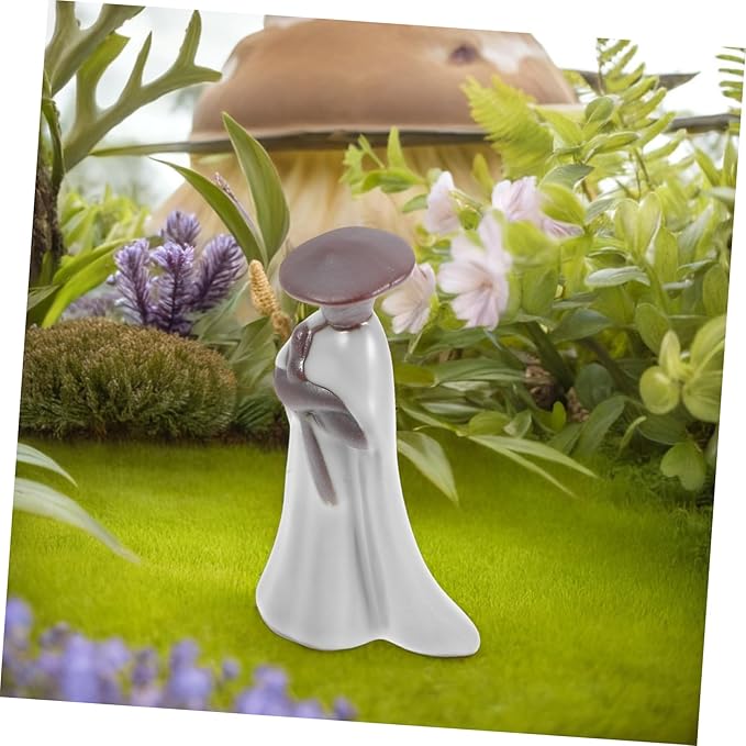 SUPVOX Japanese Monk Statue for Home Decor Samurai Sculpture Asian Garden Sculpture Ceramic Miniature Table Ornament